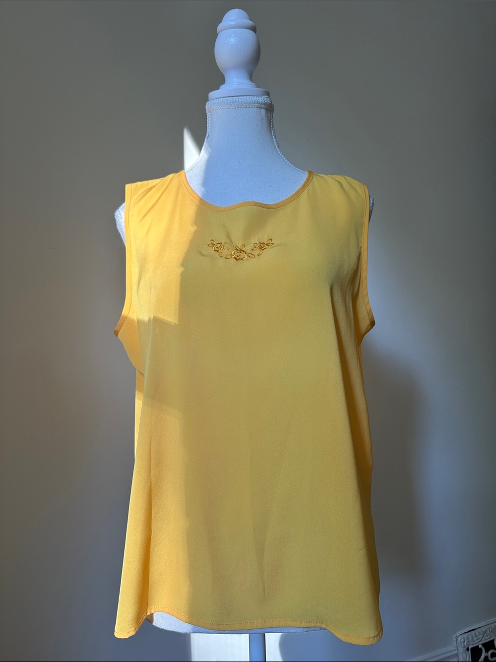 D’ALLAIRDS Vintage Yellow Preppy Summer‎ Oversized Scoop Neck Tank Top Large